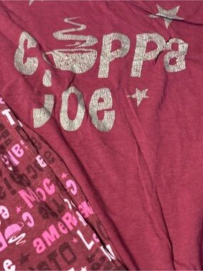 City Chic Maroon and Silver 'Coppa Joe' Pajama Set